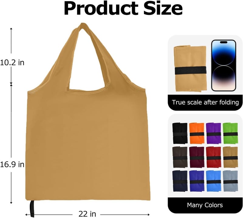 Criyar Foldable Shopping Bag, Washable Reusable Grocery with Holder, Nylon Tote Bags - Image 3